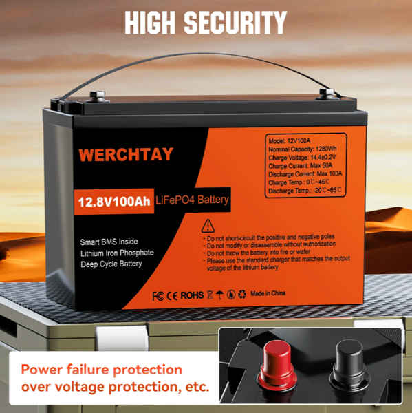 Акамулятор WERCHTAY 100Ah 12V Lifepo4 BMS WERCHTAY 100AH фото