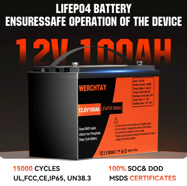 Акамулятор WERCHTAY 100Ah 12V Lifepo4 BMS WERCHTAY 100AH фото