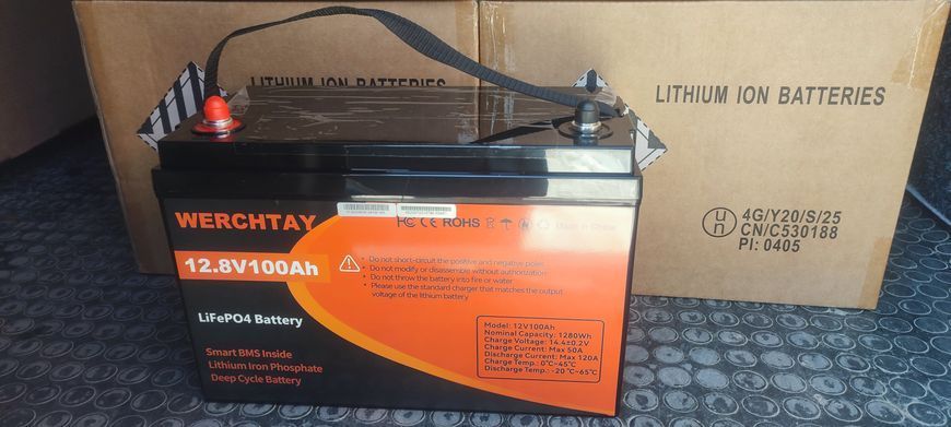 Акамулятор WERCHTAY 100Ah 12V Lifepo4 BMS WERCHTAY 100AH фото
