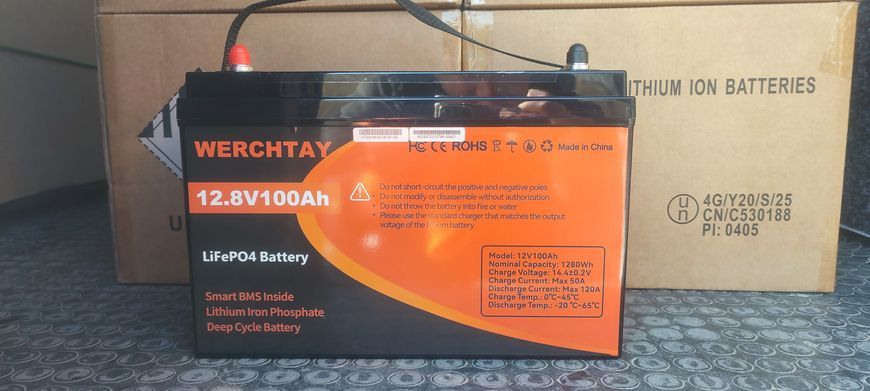 Акамулятор WERCHTAY 100Ah 12V Lifepo4 BMS WERCHTAY 100AH фото